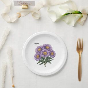 September Aster Geboorte Maand Custom Bloemen Kuns Papieren Bordje