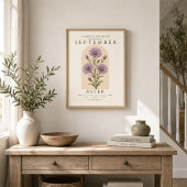 September Aster Geboortebloem Poster