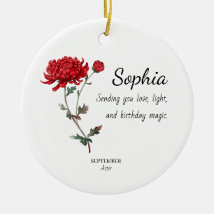 September Aster Persoonlijke Verjaardag Keramisch Ornament