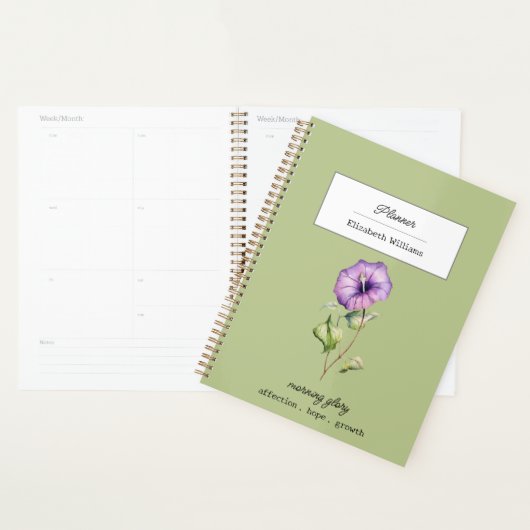 September Birth Flower Morning Glory Personalized Planner (Display)