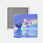 September Birthday Sapphire Heart Magneet (Voorkant / Achterkant)