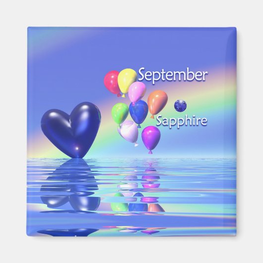 September Birthday Sapphire Heart Magneet (Voorkant)