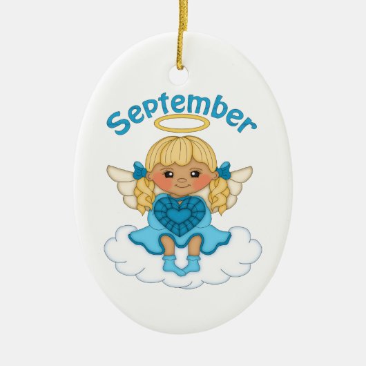 September Birthstone Angel Blonde Keramisch Ornament (Voorkant)