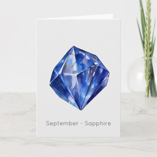 September Birthstone Sapphire Happy Birthday Kaart (Voorkant)