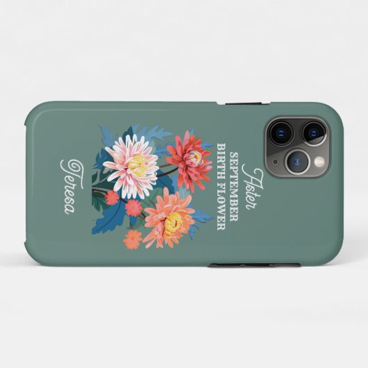September Geboorte Bloem Aangepaste Naam Case-Mate iPhone Case (Achterkant (horizontaal))