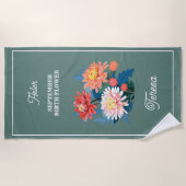 September Geboorte Bloem Aangepaste Naam Strandlaken (Voorkant)