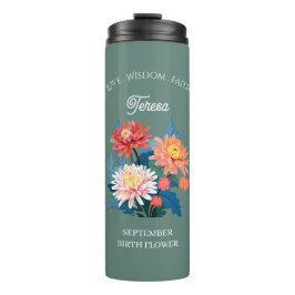 September Geboorte Bloem Aangepaste Naam Thermosbeker