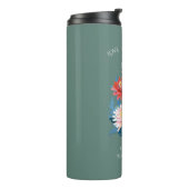 September Geboorte Bloem Aangepaste Naam Thermosbeker (Gedraaid links)