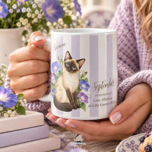 September Geboortebloem Morning Glory Siamese Kat Koffiemok