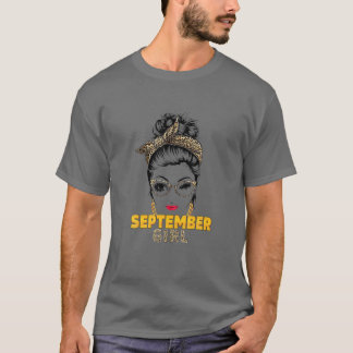 September Girl Woman Face Wink Eyes Lady Face Birt T-shirt