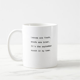 September koffie mok typografie poëtische bladeren