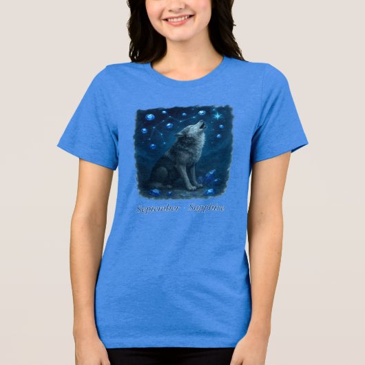 September Saffier – Hemelse Wolf Tri-Blend Shirt (Voorkant)