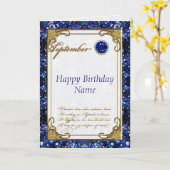 September Sapphire Birthstone Verjaardag Kaart (Gele Bloem)