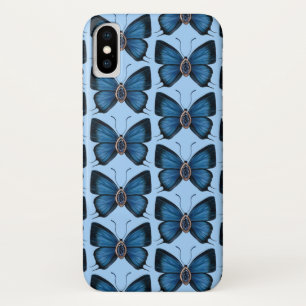 September Sapphire Blue Butterfly Pattern Design iPhone X Hoesje