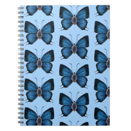 September Sapphire Blue Butterfly Pattern Design Notitieboek