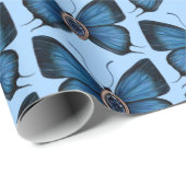 September Verjaardag Blue Butterfly Design Regal Cadeaupapier (Rol Hoek)