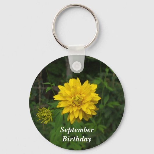 September Verjaardag goudsbloem Sleutelhanger (Voorkant)