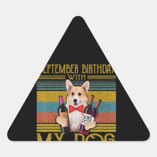 September Verjaardag met mijn Corgi Dog 2020 cadea Driehoek Sticker