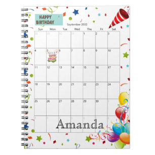 Septembre 2022 Calendrier Joyeux Carnet d'annivers