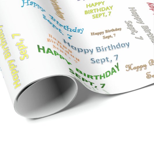 Septembre, 7 Anniversaire Papier cadeau (Coin rond)