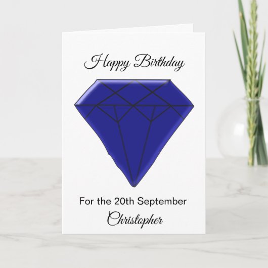 Septembre Carte d'anniversaire - Sapphire (Devant)