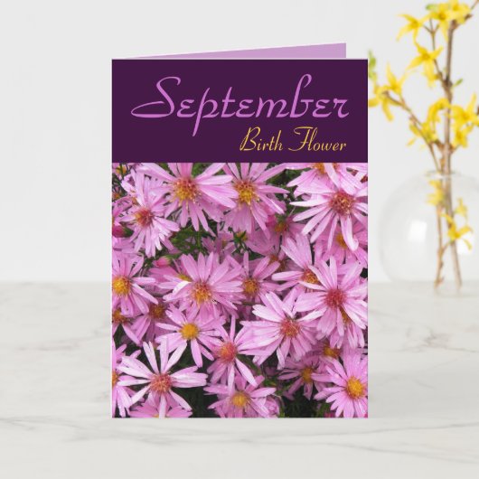 Septembre Fleur de naissance - Carte Aster Note (Fleur jaune)