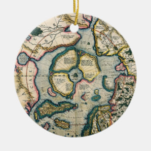 Septentrionalium terrarumbeschrijving, kaart van d keramisch ornament