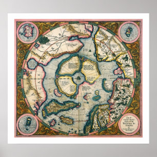 Septentrionalium terrarumbeschrijving, kaart van d poster