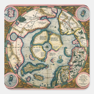 Septentrionalium terrarumbeschrijving, kaart van d vierkante sticker
