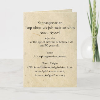 Septuaginarisch woordenboek betekent gelukkige 70e kaart