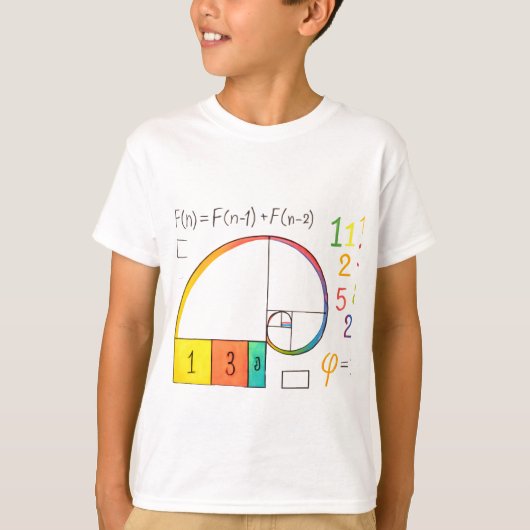 Séquence de Fibonacci et ratio d'or Math T-shirt (Devant)
