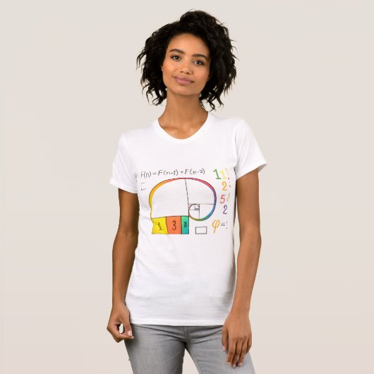 Séquence de Fibonacci et ratio d'or Math T-shirt (Devant entier)