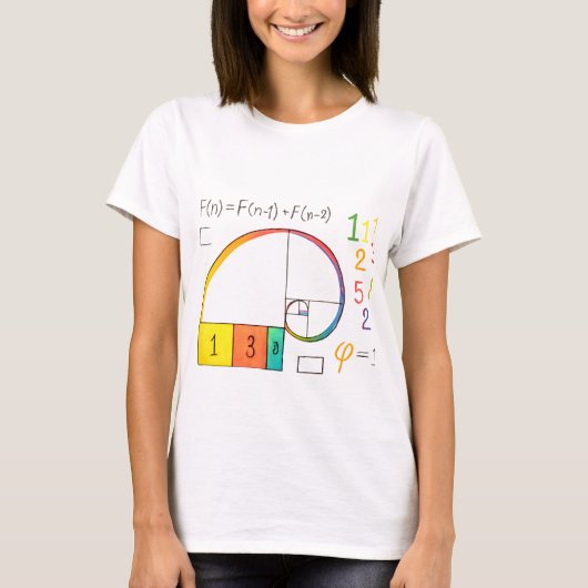 Séquence de Fibonacci et ratio d'or Math T-shirt (Devant)