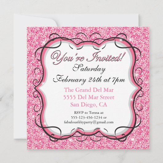 Séquence rose 40e anniversaire Invitations (Dos)