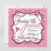 Séquence rose 40e anniversaire Invitations (Devant)