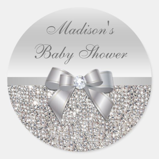 Séquences d'argent Stickers Baby shower Bow (Devant)