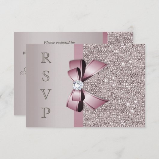 Séquences Gris Mauve Diamants Bow RSVP (Devant / Derrière)