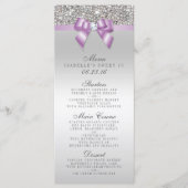 Séquin Argent Lilac Bow Sweet 16 Menu (Devant)