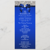 Séquin Argent Royal Blue Bow Wedding Programme (Devant)