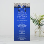 Séquin Argent Royal Blue Bow Wedding Programme (Debout devant)