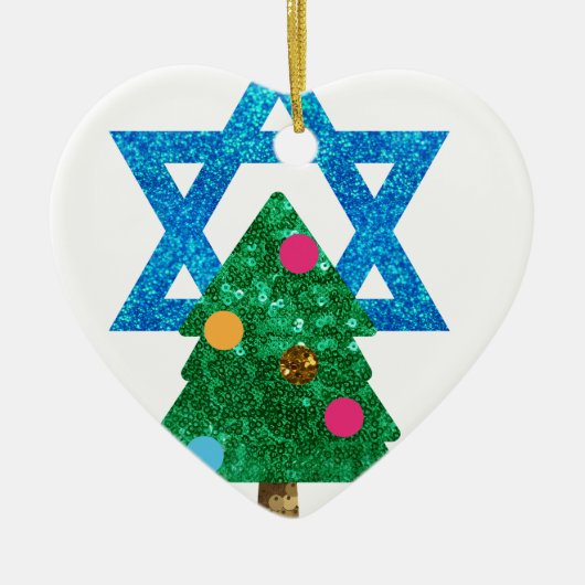 sequin christmukkah hanukkah keramisch ornament (Voorkant)