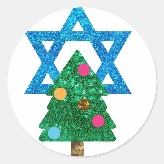 sequin christmukkah hanukkah ronde sticker (Voorkant)