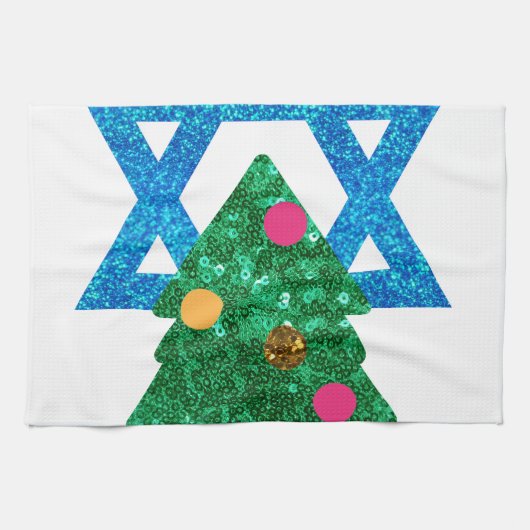 sequin christmukkah hanukkah theedoek (Horizontaal)