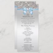 Séquin d'argent Baby Blue Bow Wedding Programme (Devant / Derrière)