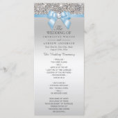 Séquin d'argent Baby Blue Bow Wedding Programme (Devant)