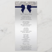 Séquin d'argent Marine Blue Bow Wedding Programme (Dos)