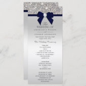 Séquin d'argent Marine Blue Bow Wedding Programme (Devant / Derrière)