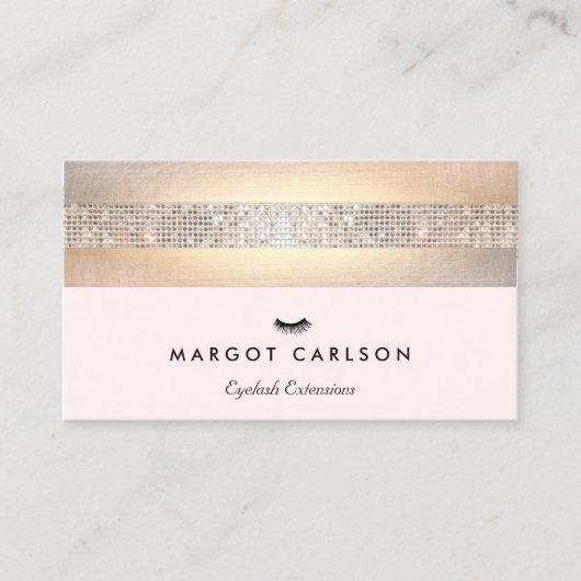 Sequin en Gold Light Pink Eyelash Extensions Visitekaartje (Voorkant)
