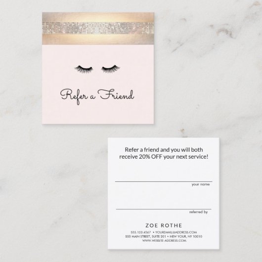 Séquin et Gold Rose Eyelash Extensions Référence (Devant / Derrière)