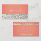 Sequin Glam Sunset Carte de visite rose orange (Devant / Derrière)